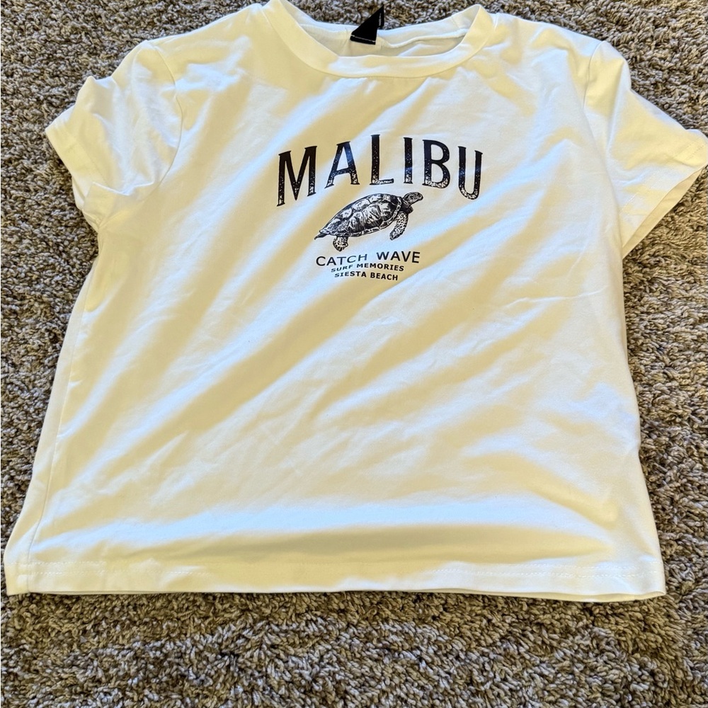 Malibu White Short Sleeve Tee with Graphic